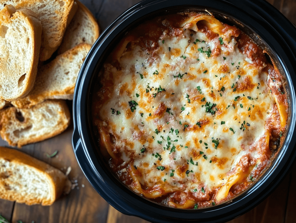 Slow cooker lasagna in a Ninja slow cooker