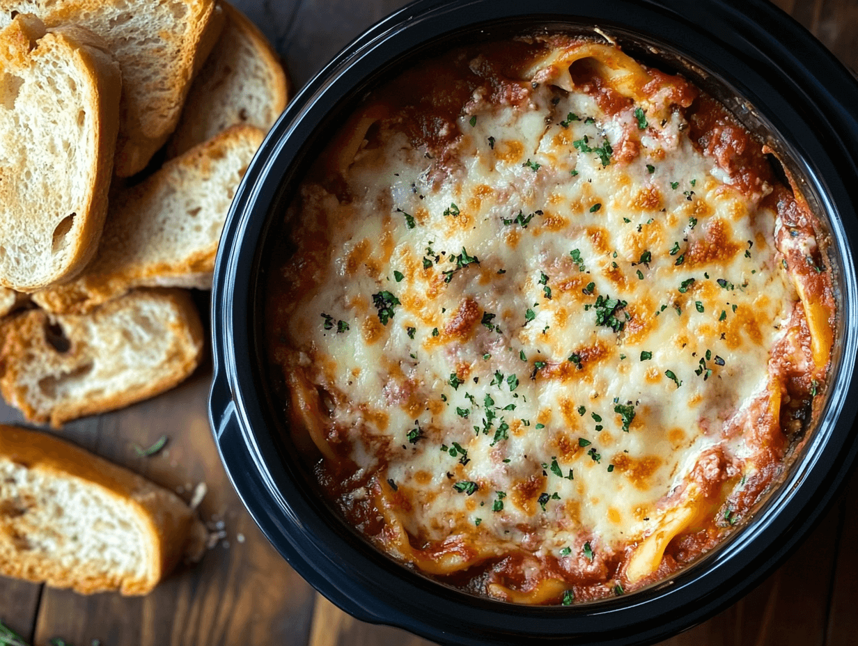 Slow cooker lasagna in a Ninja slow cooker